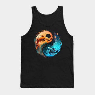 Pisces Horoscope Yin-Yang Symbol Zodiac Sign Tank Top